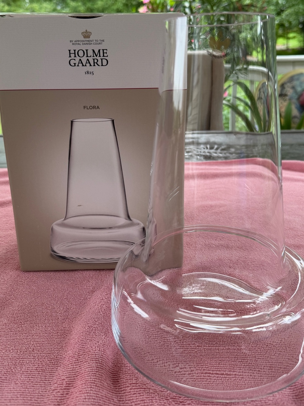 Holmegaard Flora 24cm Clear Glass Vase Signed NEW